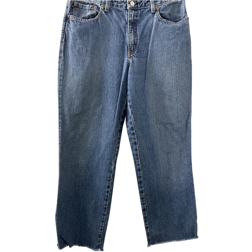 Polo Jeans Co. Cotton Saturday Jeans 12 Blue Raw Hem High Rise Grunge‎ Indie 90s